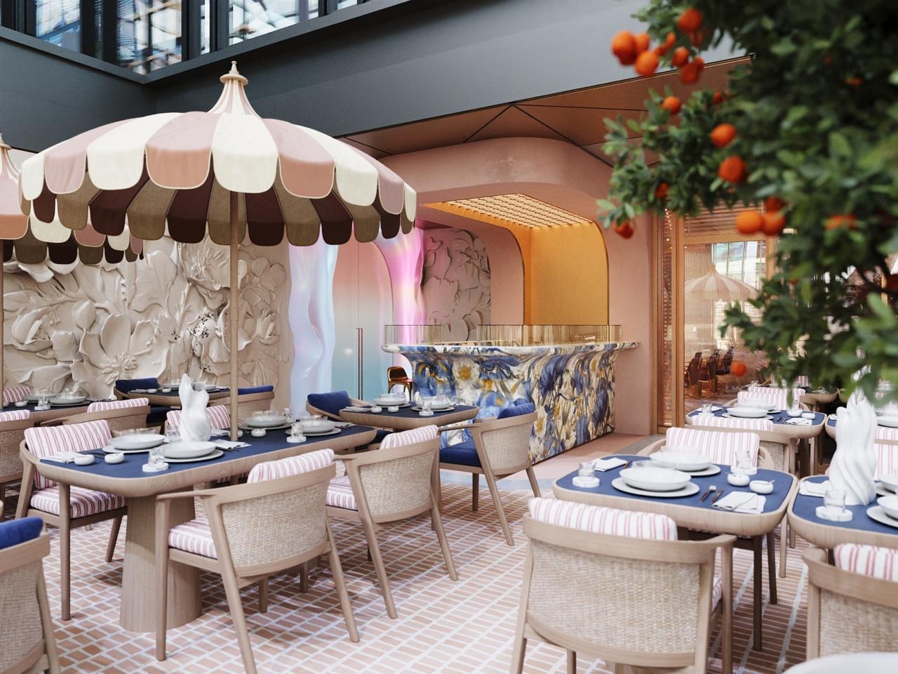 Flawless wellness restaurant render